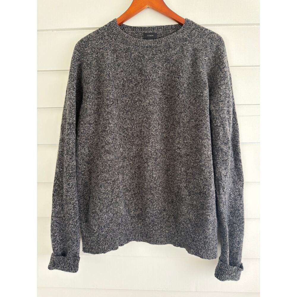 J. Crew Wool Crewneck Sweater - Oversized Boyfriend Fit - Charcoal Gray - Large
